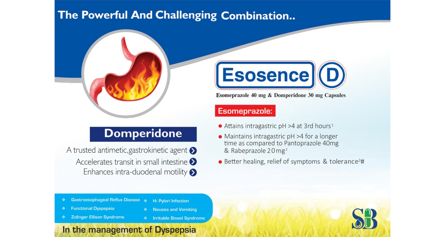 ESOSENCE-D Esomeprazole 40mg + Domperidone 30mg - GERD Relief by Shressence Biotech