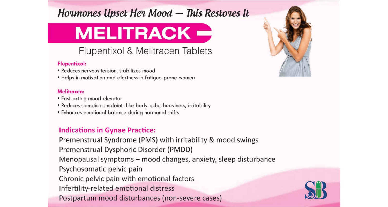 MELITRACK Flupentixol 0.5mg + Melitracen 10mg - Mental Health Support by Shressence Biotech